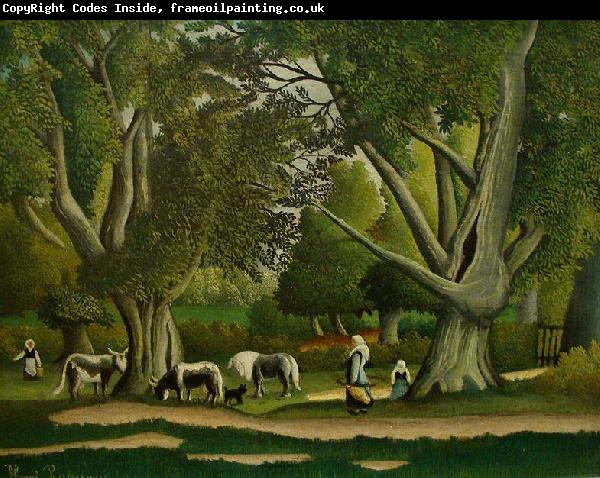 Henri Rousseau Landscape with Milkmaids